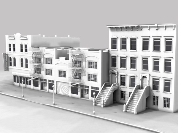 city block obj - Main Street by Dave777